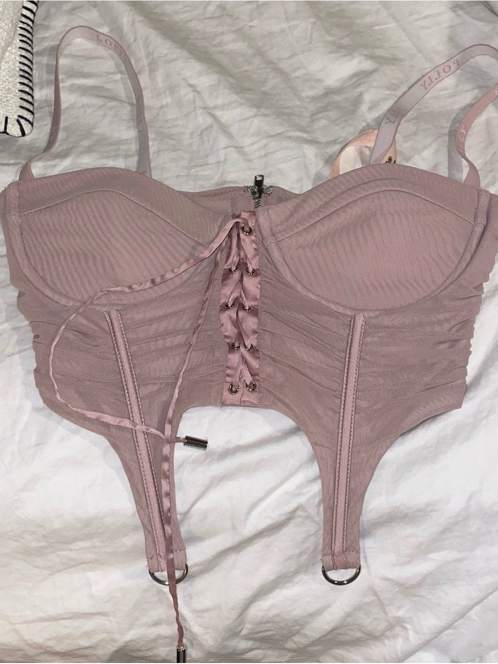 Oh Polly Blush Pink Lace-Up Bustier Corset Top